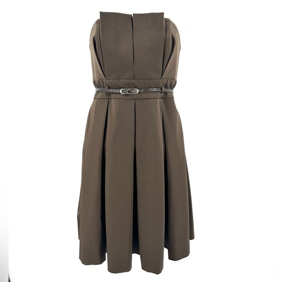 Black Halo Dress Womens Small Pleated Belted Pockets Cocktail Formal Glam NEW - Picture 2 of 15